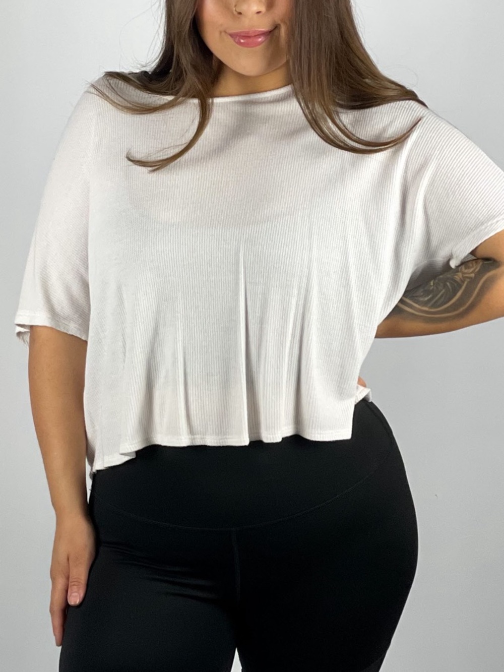 Relaxed White Short-Sleeve Crop Top